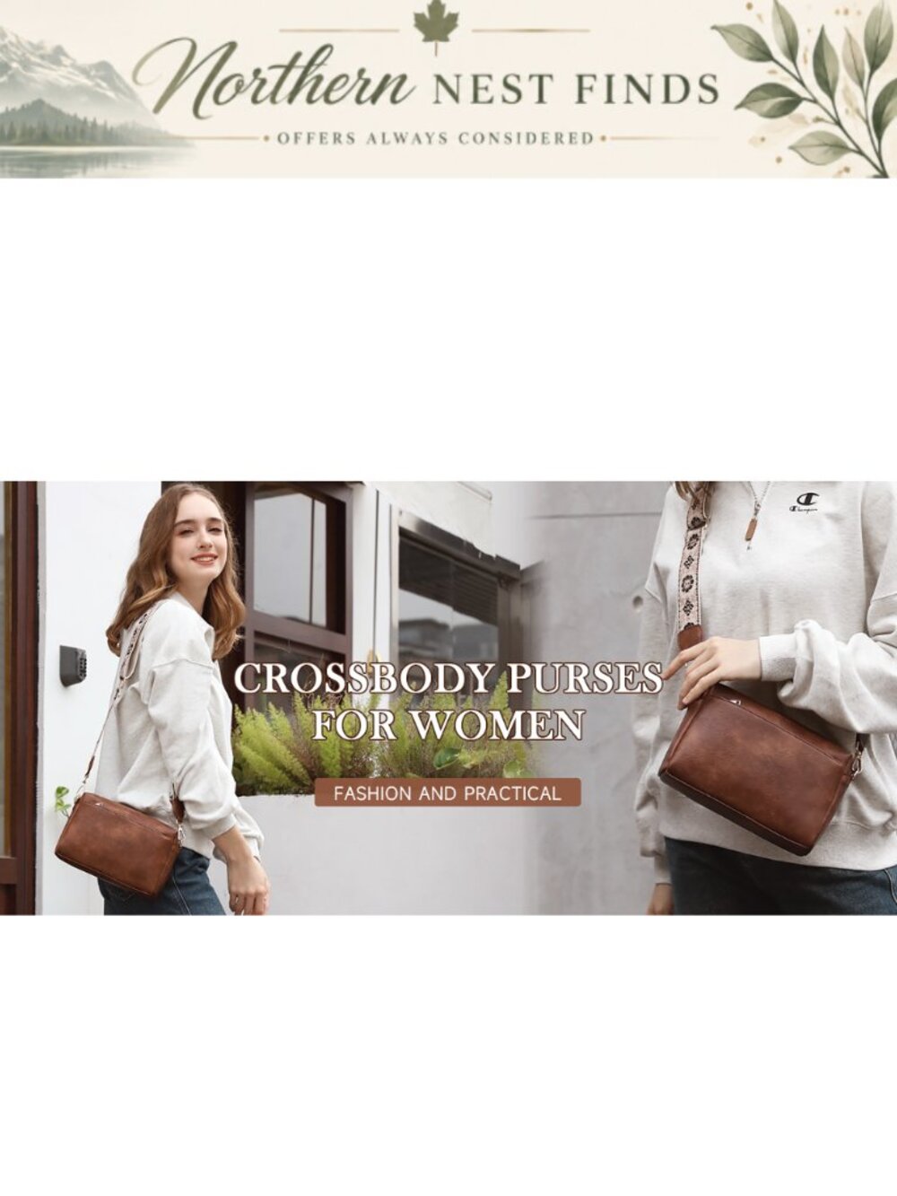APHISON Small Crossbody Bag Women Vegan Leather Triple Zip Purse - Picture 6 of 6